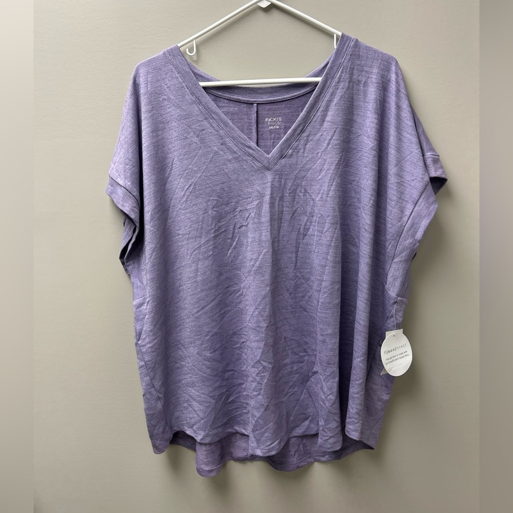 Ricki’s Women’s Purple V Neck Short‎ Sleeve Shirt